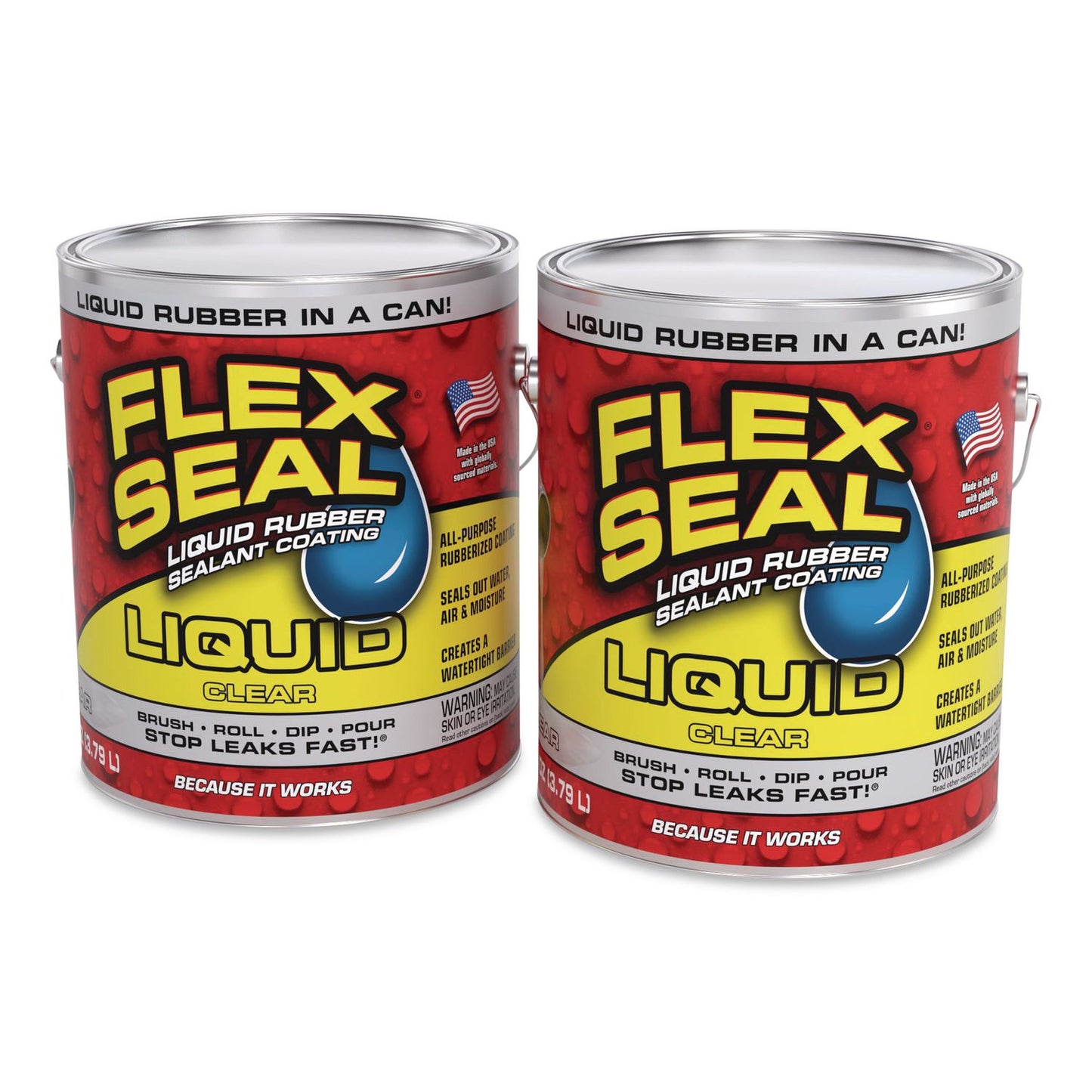 Flex Seal Products® Flex Seal Liquid Rubber Sealant Coating Liquid, 1 gal Can, Dries Clear, 2/Carton (FSGUS855CLR012)