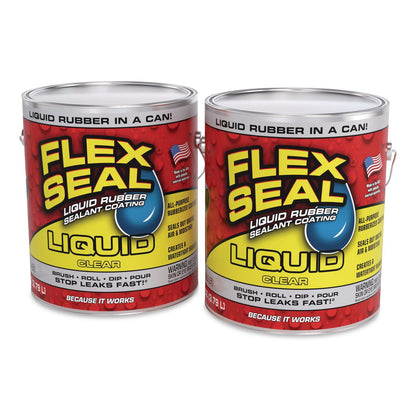 Flex Seal Products® Flex Seal Liquid Rubber Sealant Coating Liquid, 1 gal Can, Dries Clear, 2/Carton (FSGUS855CLR012)