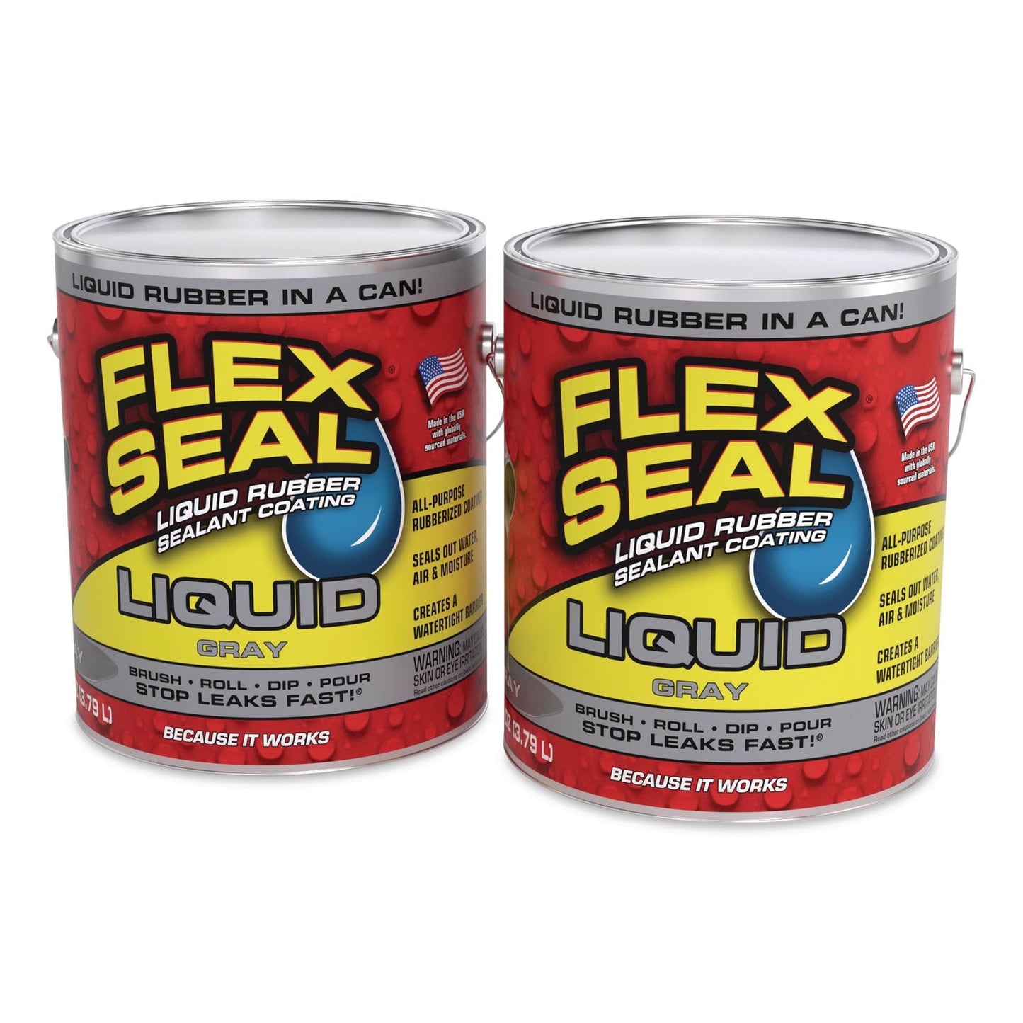 Flex Seal Products® Flex Seal Liquid Rubber Sealant Coating Liquid, 1 gal Can, Dries Gray, 2/Carton (FSGUS855GRY012)