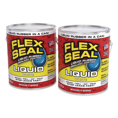 Flex Seal Products® Flex Seal Liquid Rubber Sealant Coating Liquid, 1 gal Can, Dries White, 2/Carton (FSGUS855WHT012)