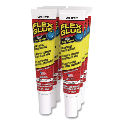 Flex Seal Products® Flex Glue Easy Squeeze, 6 oz, Dries White, 6/Carton (FSGGFSTANR06)