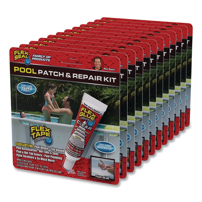 Flex Seal Products® Pool Patch and Repair Kit, Flex Glue Mini Clear 0.6 oz Tube and (2) Flex Tape Mini Clear Patches 3" x 4", 12/Carton (FSGPOOLKITMINI)