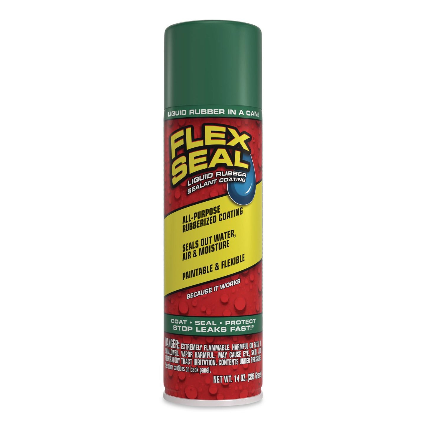 Flex Seal Products® Flex Seal Liquid Rubber Sealant Coating Aerosol, 14 oz Aerosol Can, Dries Green, 6/Carton (FSGFSGRNR20)