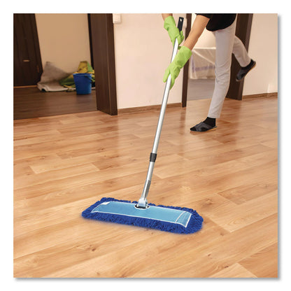 Gritt Commercial All-In-One 24" Microfiber Dust Mop Set with Telescopic Handle, 24 x 5, Blue, Microfiber Head, 72" Silver Aluminum Handle (GCEGRI17424T)