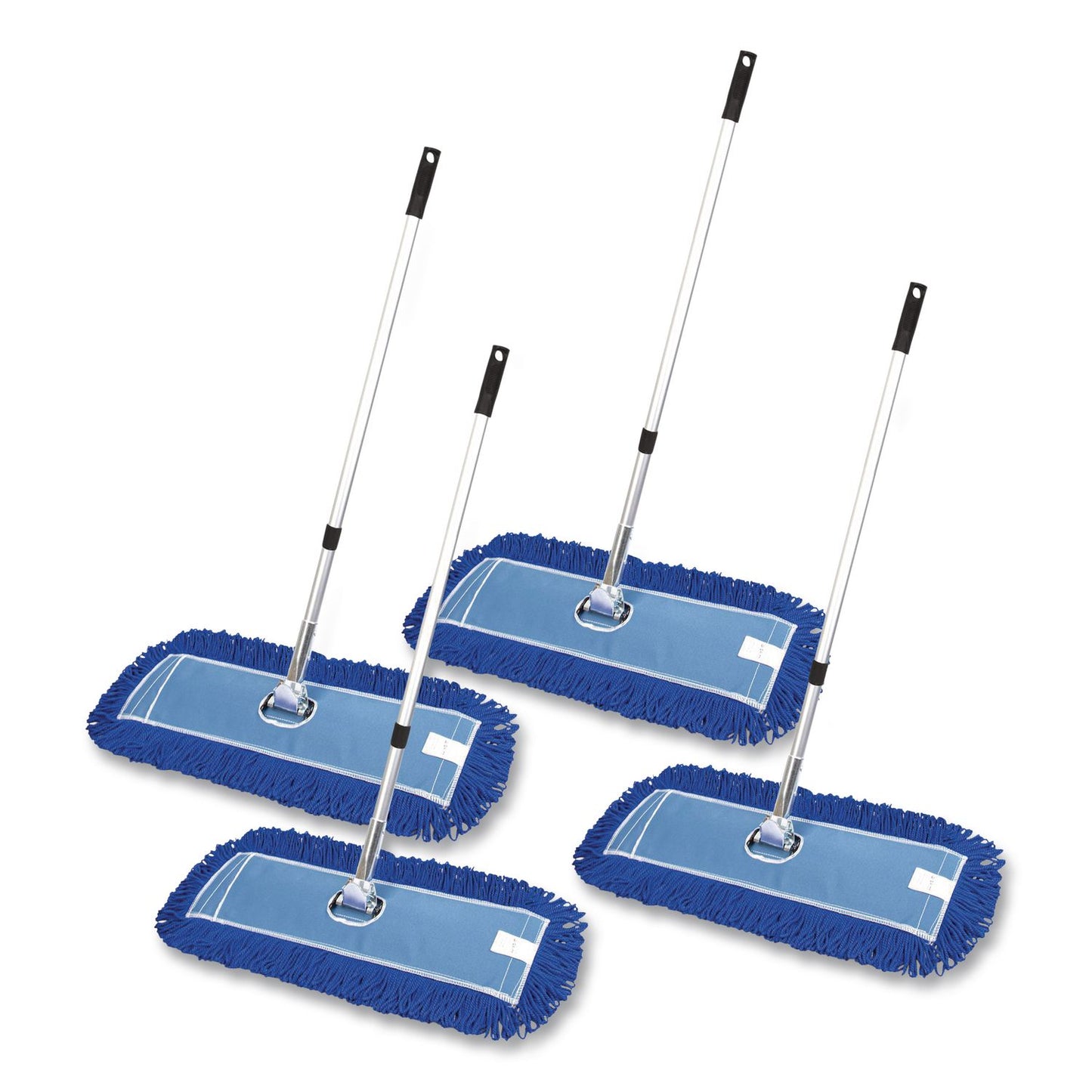 Gritt Commercial All-In-One 24" Microfiber Dust Mop Set With 72" Telescopic Handle, 24" x 5", Blue, Microfiber Head, 72" Silver Handle, 4 Kits (GCEGRI17424T4PK)