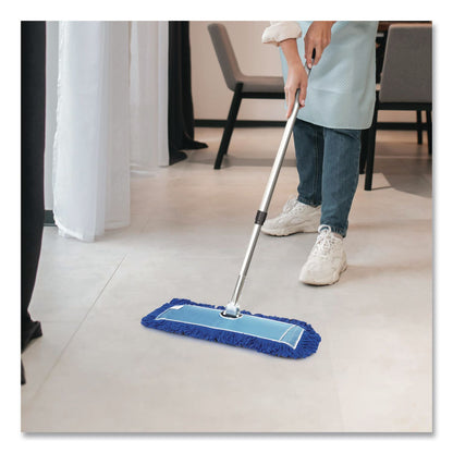 Gritt Commercial All-In-One 24" Microfiber Dust Mop Set With 72" Telescopic Handle, 24" x 5", Blue, Microfiber Head, 72" Silver Handle, 4 Kits (GCEGRI17424T4PK)