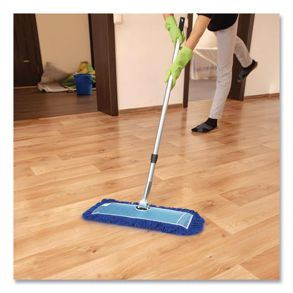 Gritt Commercial All-In-One 24" Microfiber Dust Mop Set With 72" Telescopic Handle, 24" x 5", Blue, Microfiber Head, 72" Silver Handle, 4 Kits (GCEGRI17424T4PK)