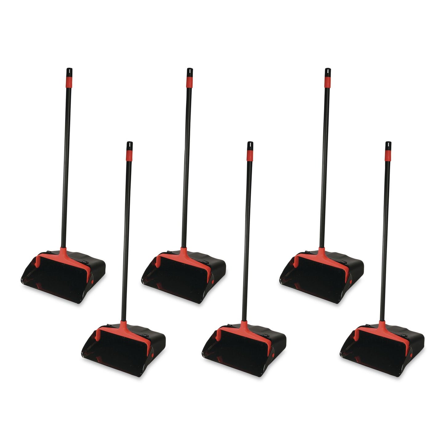 O-Cedar® Commercial Maxi-Plus Lobby Dust Pan with Rear Wheels, 13 x 35, 30" Handle, Plastic, Black, 6/Carton (NCP96208CT)