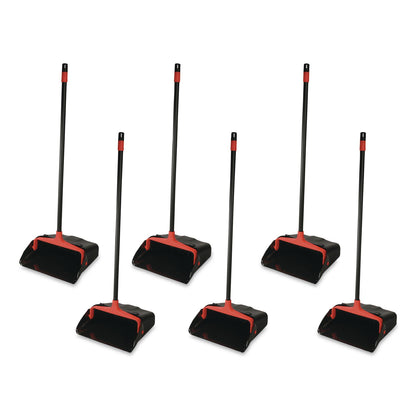 O-Cedar® Commercial Maxi-Plus Lobby Dust Pan with Rear Wheels, 13 x 35, 30" Handle, Plastic, Black, 6/Carton (NCP96208CT)