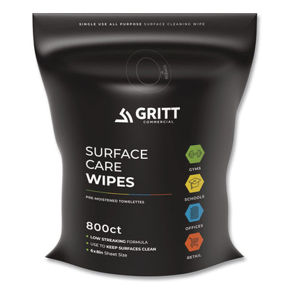 Gritt Commercial Surface Care Wipes, 1-Ply, 6 x 8, Fresh Scent, White, 800 Wipes (GCEGRI5RW1)