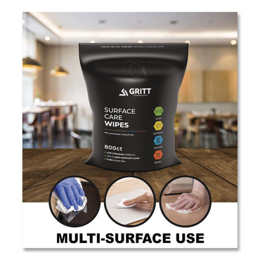 Gritt Commercial Surface Care Wipes, 1-Ply, 6 x 8, Fresh Scent, White, 800 Wipes (GCEGRI5RW1)