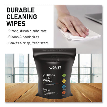 Gritt Commercial Surface Care Wipes, 1-Ply, 6 x 8, Fresh Scent, White, 800 Wipes (GCEGRI5RW1)