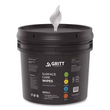 Gritt Commercial Surface Care Wipes, 1-Ply, 6 x 8, Fresh Scent, White, 800 Wipes/Bucket (GCEGRI5RW1B)