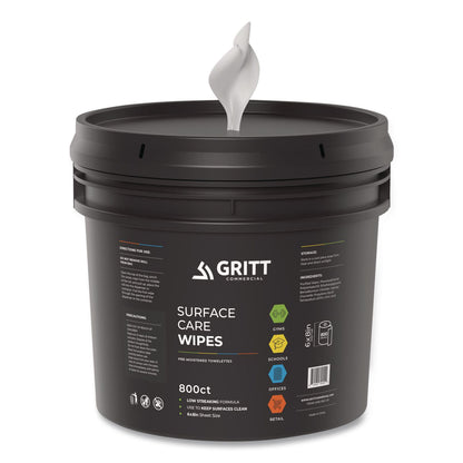 Gritt Commercial Surface Care Wipes, 1-Ply, 6 x 8, Fresh Scent, White, 800 Wipes/Bucket (GCEGRI5RW1B)
