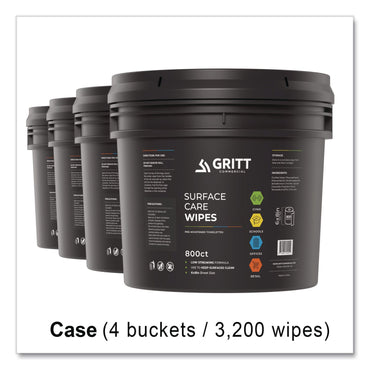 Gritt Commercial Surface Care Wipes, 1-Ply, 6 x 8, Fresh Scent, White, 800/Bucket, 4 Buckets/Carton (GCEGRI5RW1BCS)