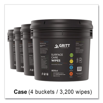Gritt Commercial Surface Care Wipes, 1-Ply, 6 x 8, Fresh Scent, White, 800/Bucket, 4 Buckets/Carton (GCEGRI5RW1BCS)