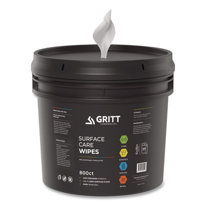 Gritt Commercial Surface Care Wipes, 1-Ply, 6 x 8, Fresh Scent, White, 800/Bucket, 4 Buckets/Carton (GCEGRI5RW1BCS)