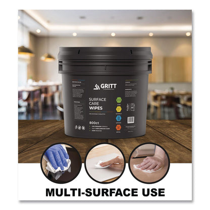 Gritt Commercial Surface Care Wipes, 1-Ply, 6 x 8, Fresh Scent, White, 800/Bucket, 4 Buckets/Carton (GCEGRI5RW1BCS)