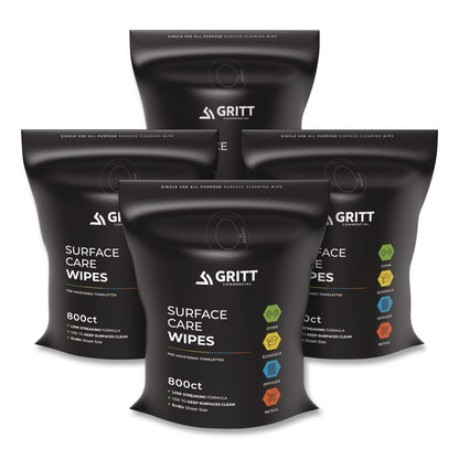 Gritt Commercial Surface Care Wipes, 1-Ply, 6 x 8, Fresh, White, 800/Pack, 4 Packs/Carton (GCEGRI5RW4)