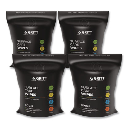 Gritt Commercial Surface Care Wipes, 1-Ply, 6 x 8, Fresh, White, 800/Pack, 4 Packs/Carton (GCEGRI5RW4)
