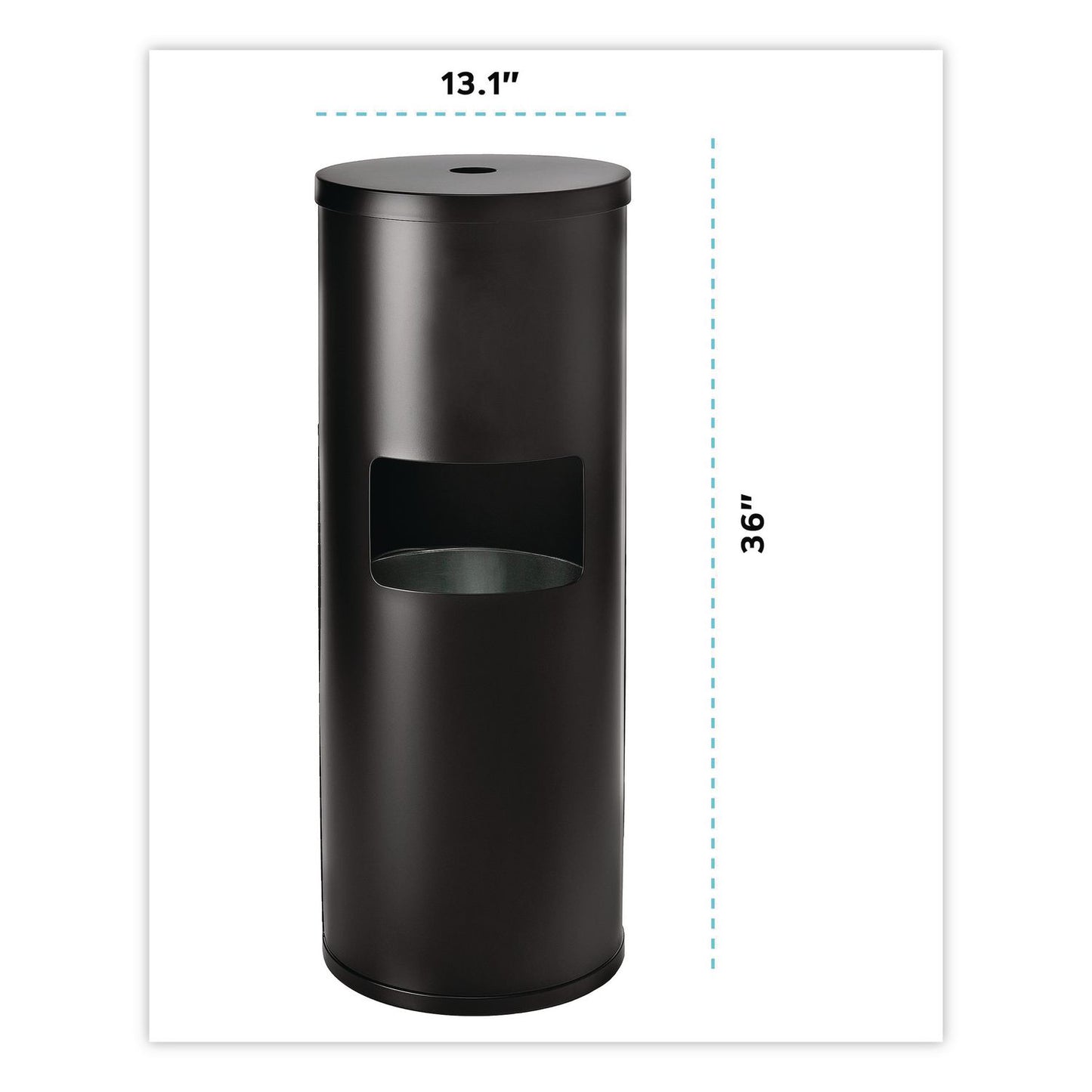 Gritt Commercial Floor Stand Wet Wipe Dispenser Station with 7 Gallon Built-In Trash Can, 13.1 x 13.1 x 36, Black (GCEGRI509BLK)