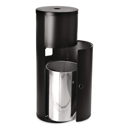Gritt Commercial Floor Stand Wet Wipe Dispenser Station with 7 Gallon Built-In Trash Can, 13.1 x 13.1 x 36, Black (GCEGRI509BLK)