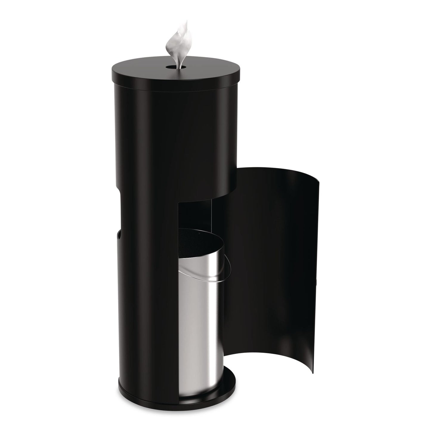 Gritt Commercial Floor Stand Wet Wipe Dispenser Station with 7 Gallon Built-In Trash Can, 13.1 x 13.1 x 36, Black (GCEGRI509BLK)