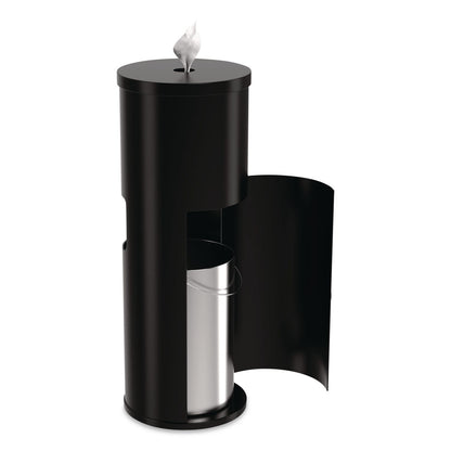 Gritt Commercial Floor Stand Wet Wipe Dispenser Station with 7 Gallon Built-In Trash Can, 13.1 x 13.1 x 36, Black (GCEGRI509BLK)
