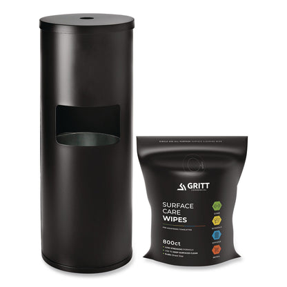 Gritt Commercial Dispenser and Wipes Starter Kit, 13.1 x 13.1 x 36, Black (GCEGRI509BLKRW)