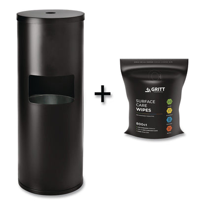 Gritt Commercial Dispenser and Wipes Starter Kit, 13.1 x 13.1 x 36, Black (GCEGRI509BLKRW)