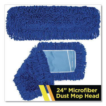 Gritt Commercial Microfiber Looped Dust Mop Pad Head, 24 x 5, Blue (GCEGRI18224)