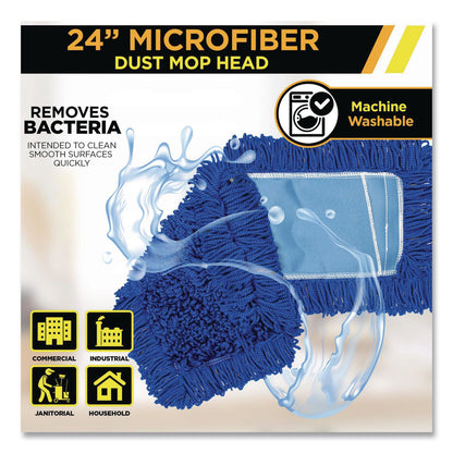 Gritt Commercial Microfiber Looped Dust Mop Pad Head, 24 x 5, Blue (GCEGRI18224)