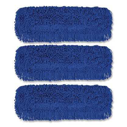Gritt Commercial Microfiber Looped Dust Mop Pad Head, 24 x 5, Blue, 3/Pack (GCEGRI182243PK)