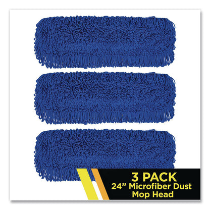 Gritt Commercial Microfiber Looped Dust Mop Pad Head, 24 x 5, Blue, 3/Pack (GCEGRI182243PK)