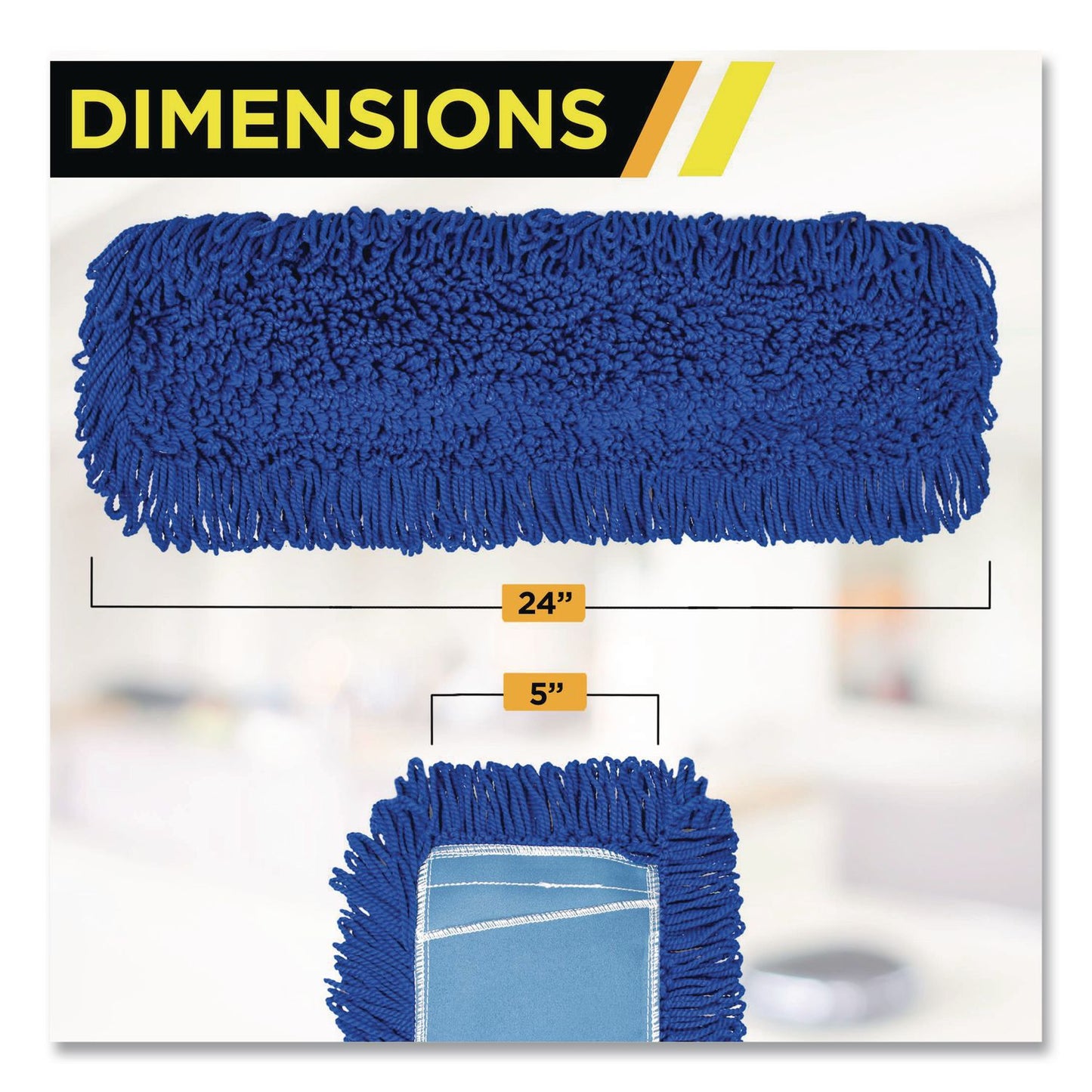 Gritt Commercial Microfiber Looped Dust Mop Pad Head, 24 x 5, Blue, 3/Pack (GCEGRI182243PK)