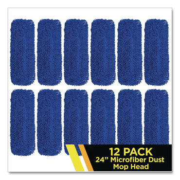 Gritt Commercial Microfiber Looped Dust Mop Pad Head, 24 x 5, Blue, 12/Carton (GCEGRI1822412PK)