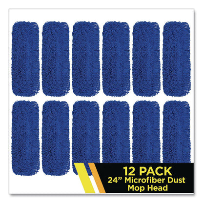 Gritt Commercial Microfiber Looped Dust Mop Pad Head, 24 x 5, Blue, 12/Carton (GCEGRI1822412PK)