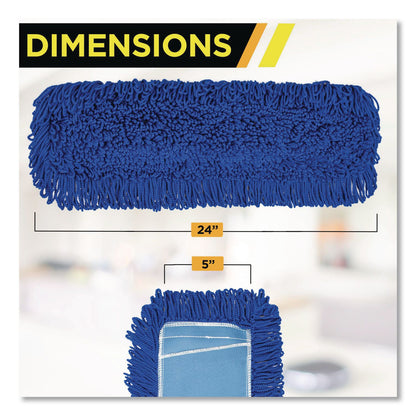 Gritt Commercial Microfiber Looped Dust Mop Pad Head, 24 x 5, Blue, 12/Carton (GCEGRI1822412PK)