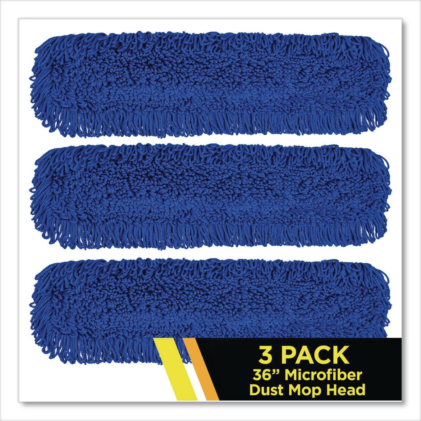 Gritt Commercial Microfiber Looped Dust Mop Pad Head, 36 x 5, Blue, 3/Pack (GCEGRI182363PK)