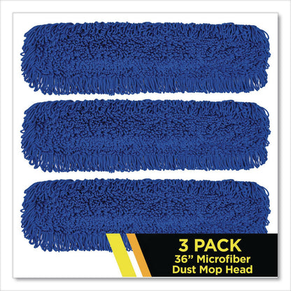 Gritt Commercial Microfiber Looped Dust Mop Pad Head, 36 x 5, Blue, 3/Pack (GCEGRI182363PK)