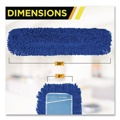 Gritt Commercial Microfiber Looped Dust Mop Pad Head, 36 x 5, Blue, 3/Pack (GCEGRI182363PK)