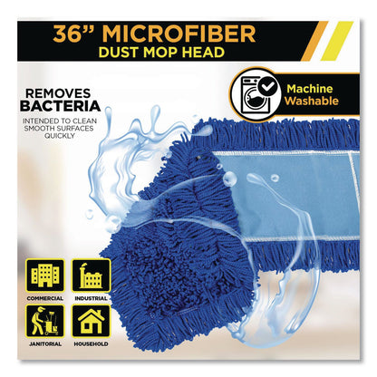 Gritt Commercial Microfiber Looped Dust Mop Pad Head, 36 x 5, Blue, 12/Carton (GCEGRI1823612PK)