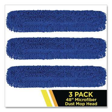 Gritt Commercial Microfiber Looped Dust Mop Pad Head, 48 x 5, Blue, 3/Pack (GCEGRI182483PK)