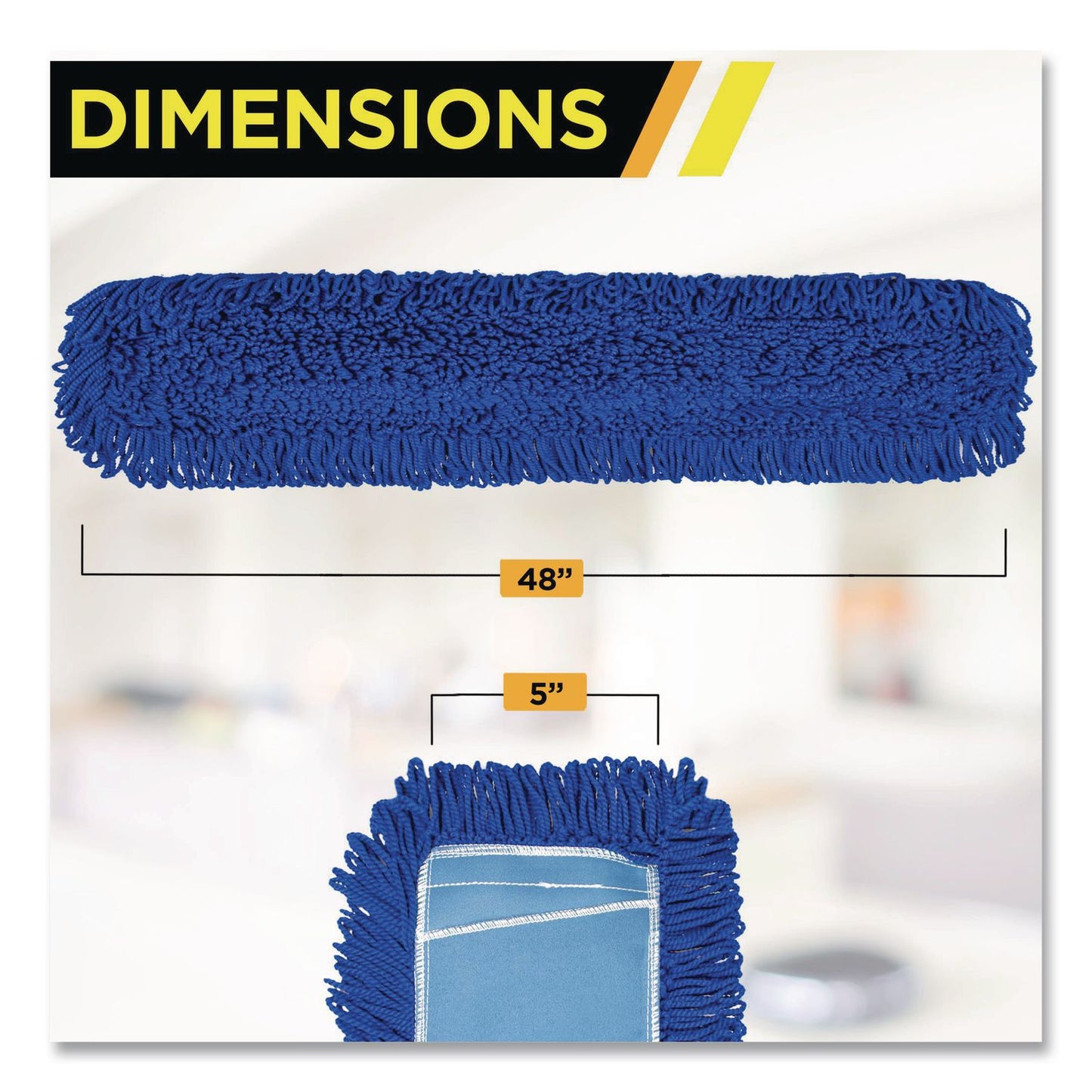 Gritt Commercial Microfiber Looped Dust Mop Pad Head, 48 x 5, Blue, 3/Pack (GCEGRI182483PK)
