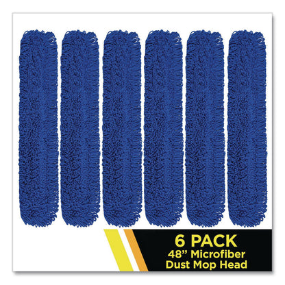Gritt Commercial Microfiber Looped Dust Mop Pad Head, 48 x 5, Blue, 6/Pack (GCEGRI182486PK)