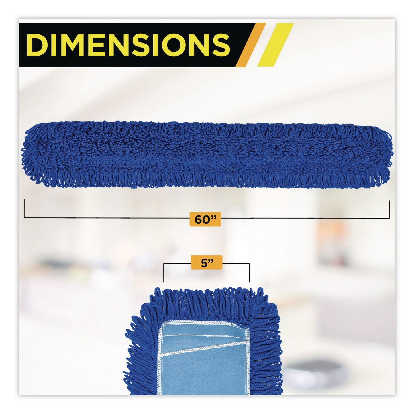 Gritt Commercial Microfiber Looped Dust Mop Pad Head, 60 x 5, Blue, 3/Pack (GCEGRI182603PK)