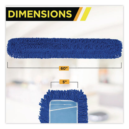 Gritt Commercial Microfiber Looped Dust Mop Pad Head, 60 x 5, Blue, 3/Pack (GCEGRI182603PK)
