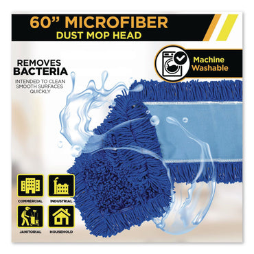 Gritt Commercial Microfiber Looped Dust Mop Pad Head, 60 x 5, Blue, 6/Pack (GCEGRI182606PK)