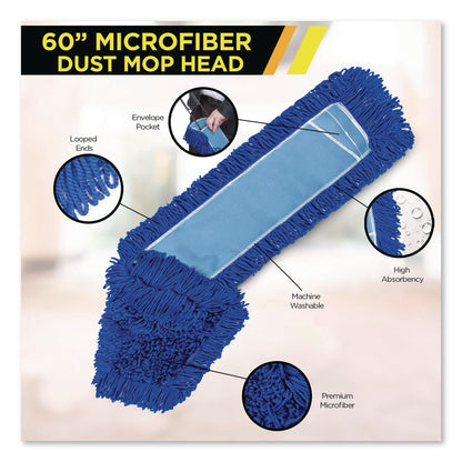 Gritt Commercial Microfiber Looped Dust Mop Pad Head, 60 x 5, Blue, 6/Pack (GCEGRI182606PK)