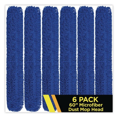 Gritt Commercial Microfiber Looped Dust Mop Pad Head, 60 x 5, Blue, 6/Pack (GCEGRI182606PK)